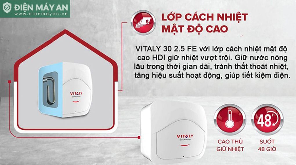 Bình nóng lạnh Ariston 30 lít VITALY 30 2.5 FE
